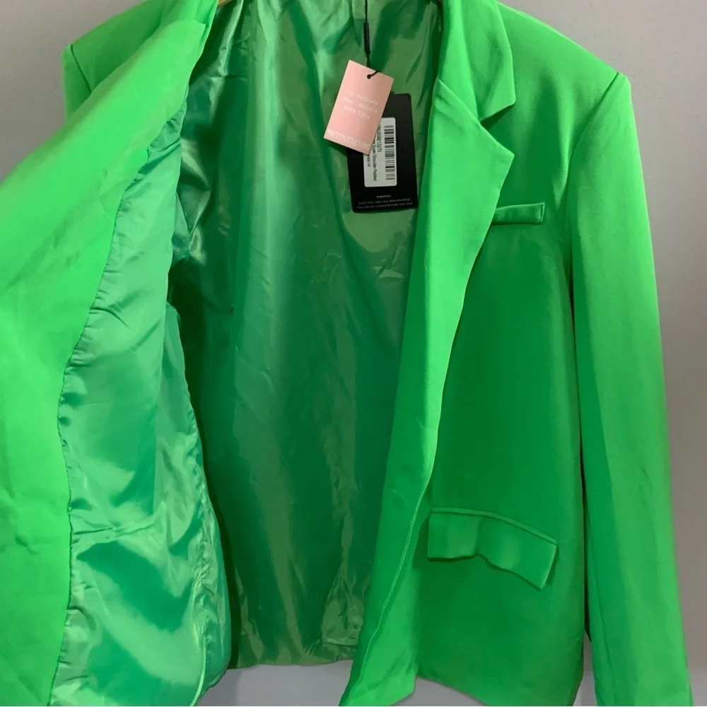 Pretty little things oversized bright green button front blazer